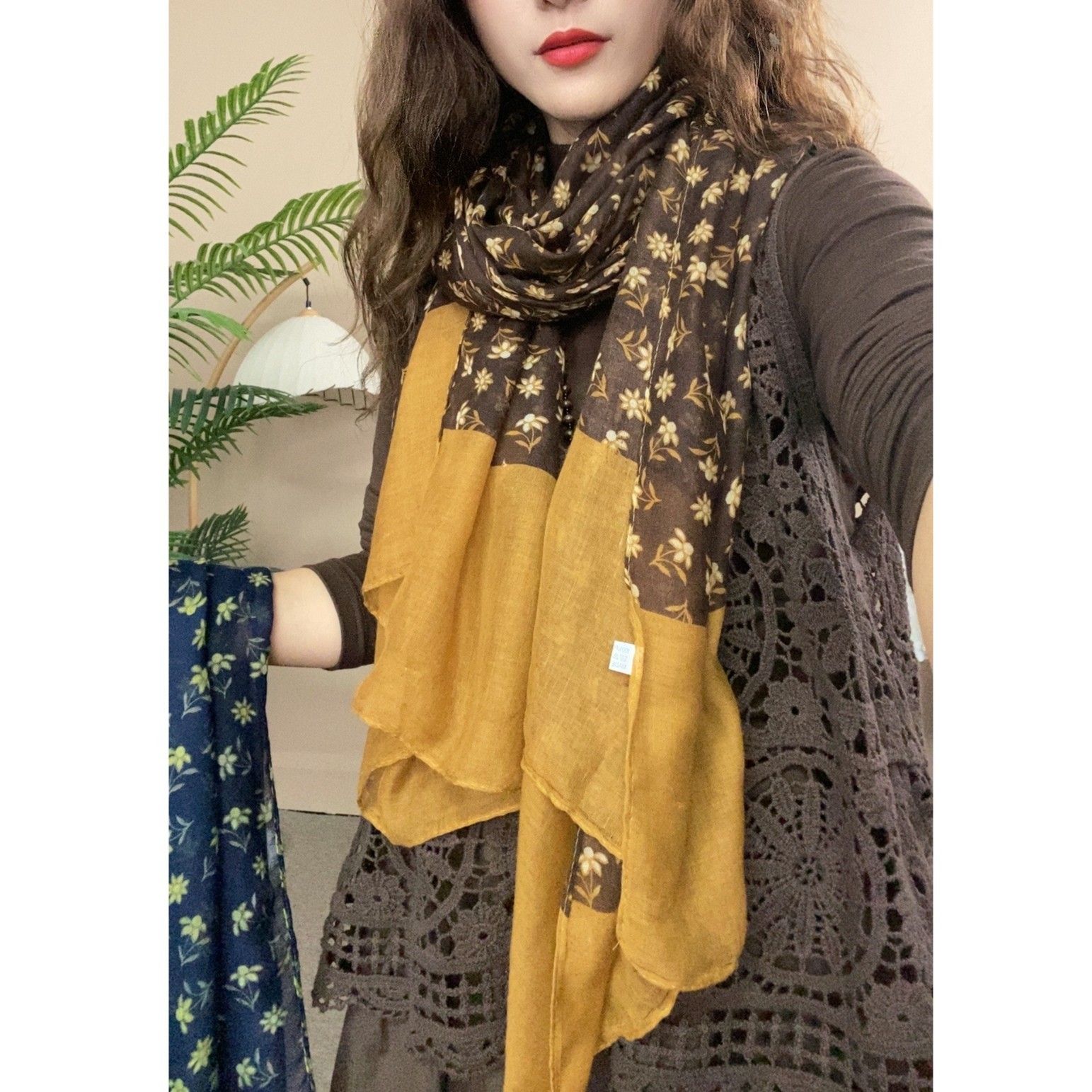 秋冬新款围巾百搭民族风复古文艺丝巾秋季旅游防晒披肩外搭长款女