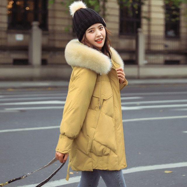 雪中飞洋气大小个子(真羽绒服)女中长款新款韩版冬季宽松带加厚狐