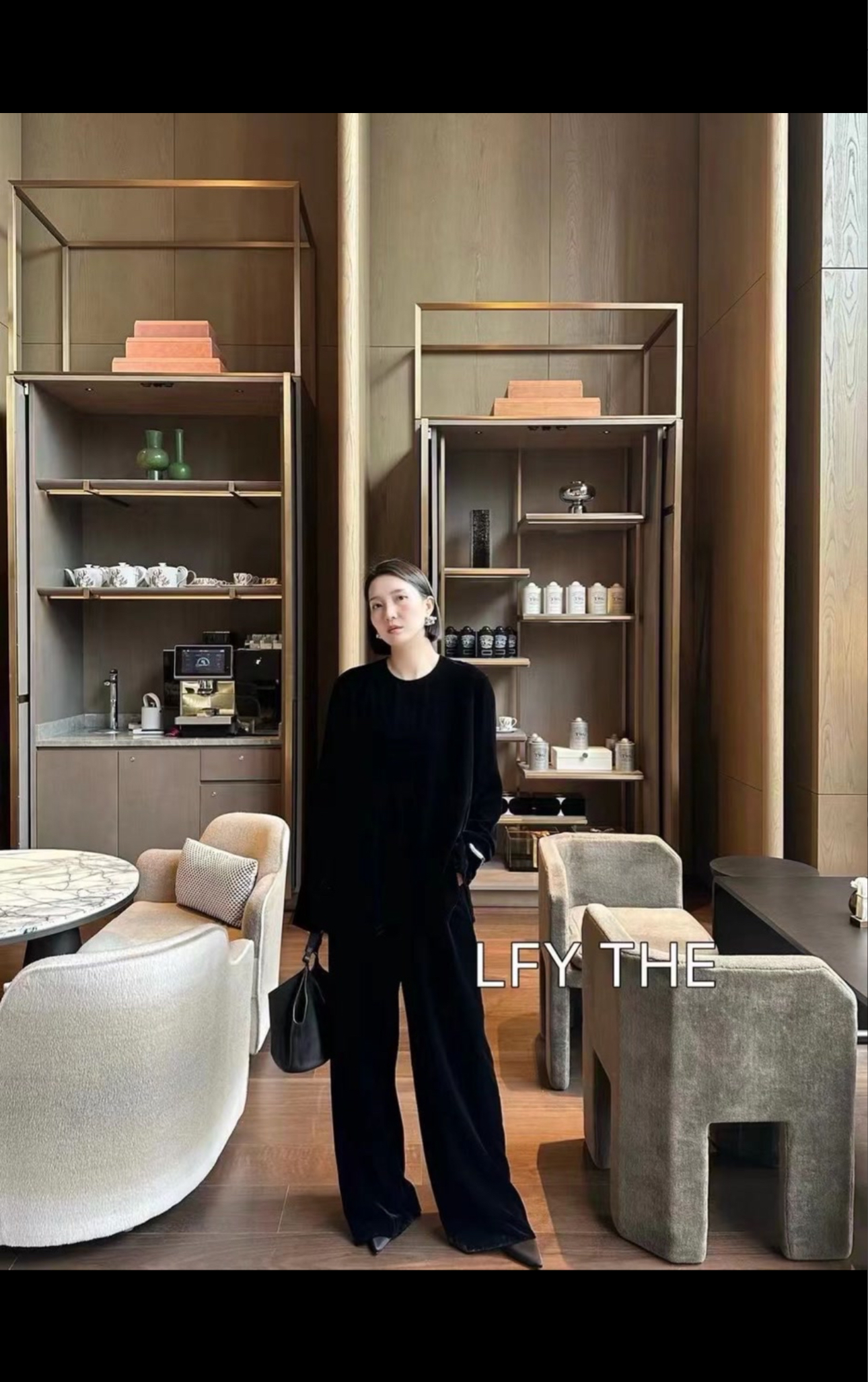 高定圆领真丝丝绒套装