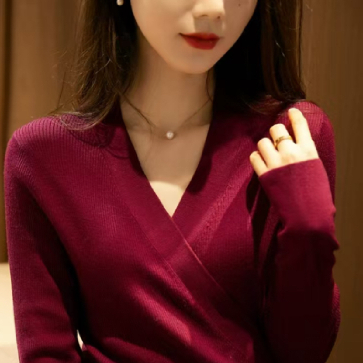 设计款交叉系带小衫