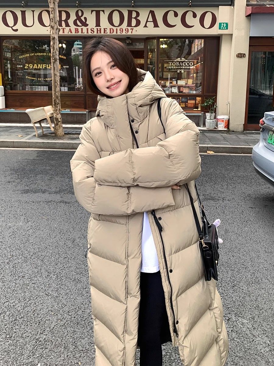 韩都衣舍AMH羽绒服女长款过膝2024冬装韩系男女宽松加厚保暖艺考