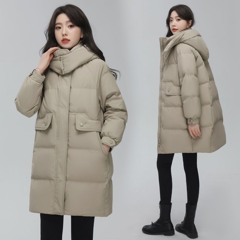 羽绒棉服时尚女中长款2024新款棉衣宽松冬季棉袄加厚外套