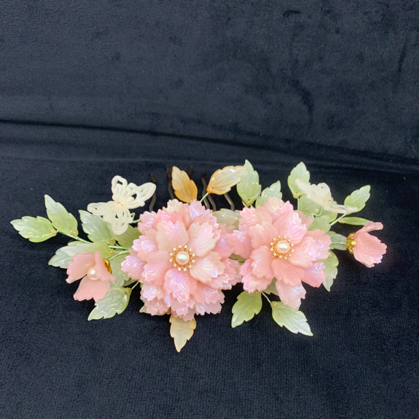 古风仙气手工饰品醋酸牡丹唐风发簪子汉服配饰发梳国风