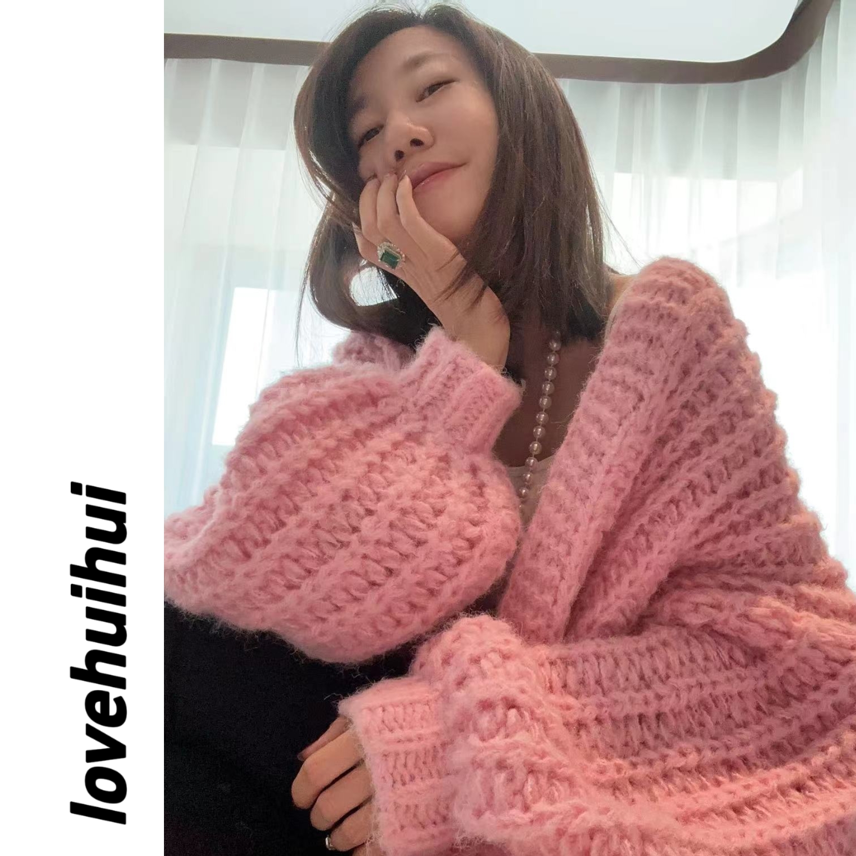 lovehuihui 《粉色浪漫主义》调配的甜美极致勾勒的浪漫毛衣外套