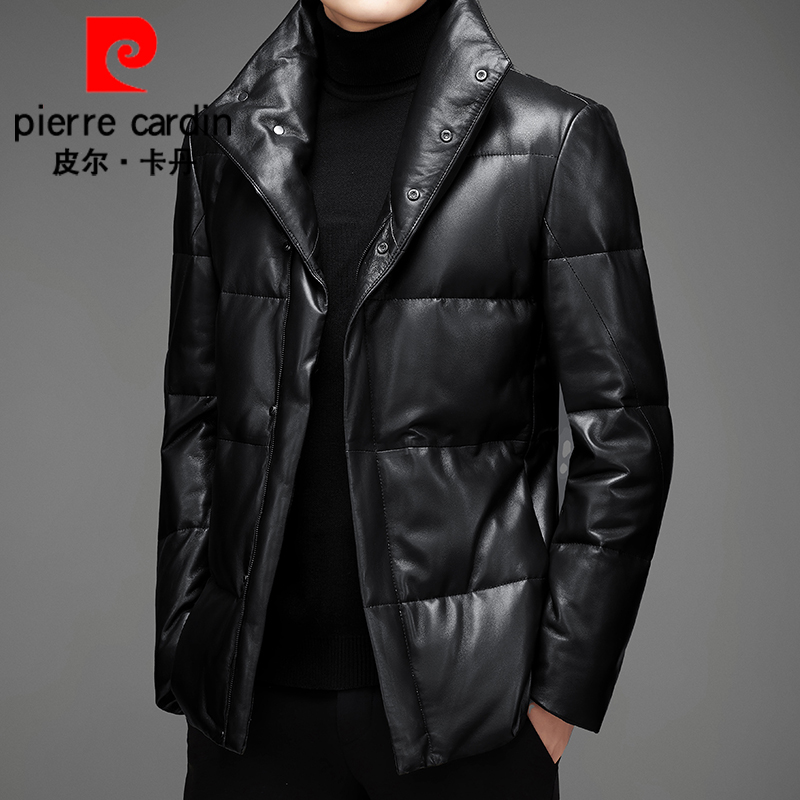 皮尔卡丹冬装新款真皮羽绒服男轻便皮衣中长款绵羊皮夹克软皮外套