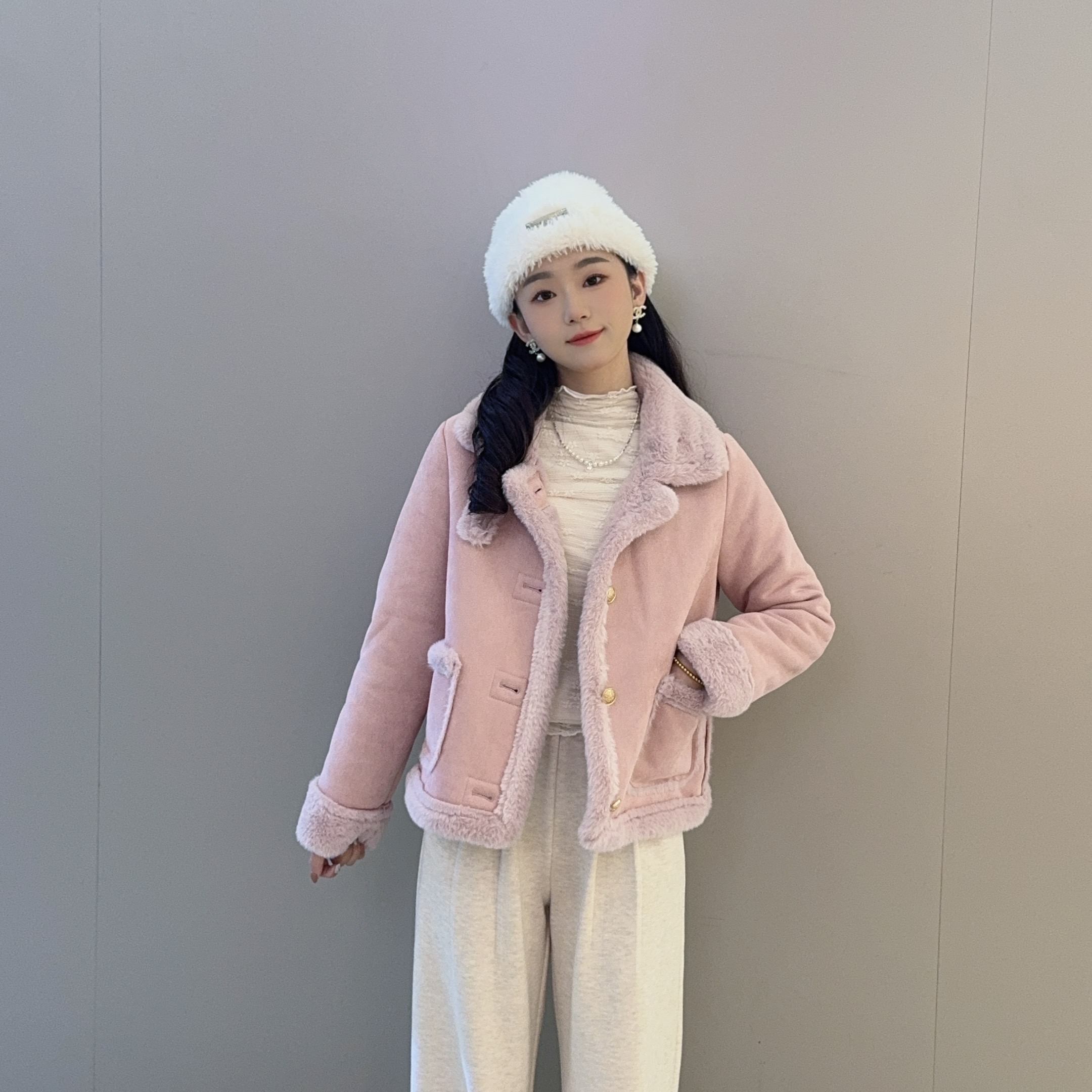 【小个子定制】高级感皮毛一体2024外套女士秋冬款机车服加厚