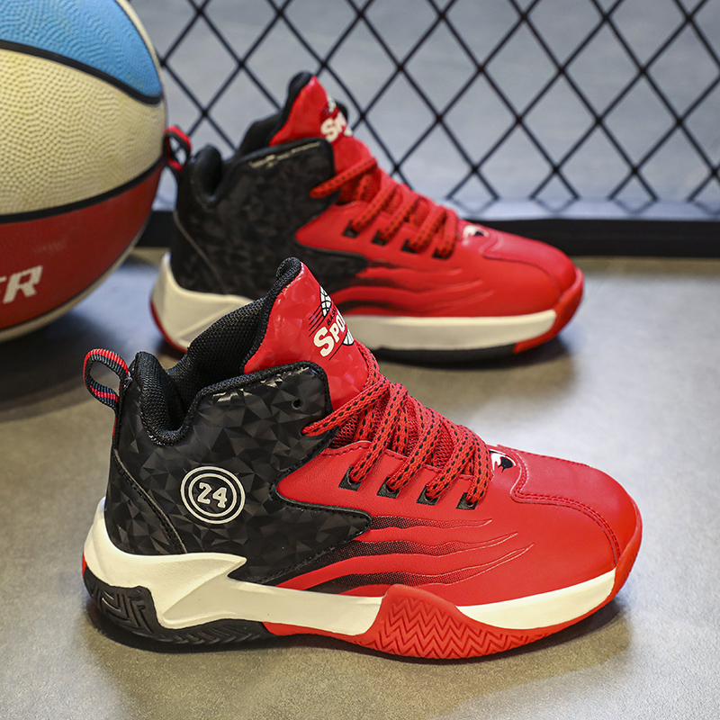 儿童篮球鞋男2023秋冬新款旋转纽扣童鞋加绒运动鞋中大童学生潮鞋