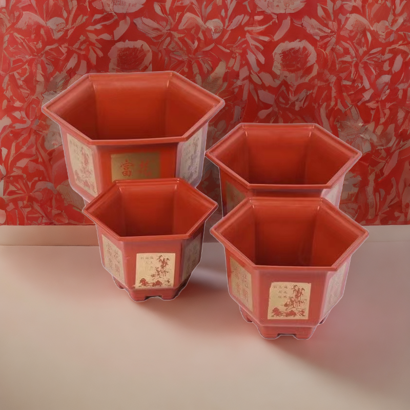 大号花盆口径37cm加大加厚盆栽果树花盆大号树脂六角花盆