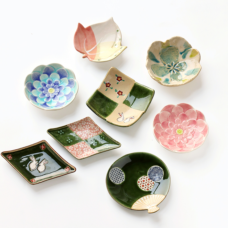 日本进口濑户烧手绘冰裂釉复古日料小碟子蘸料咸菜创意餐盘碟A176