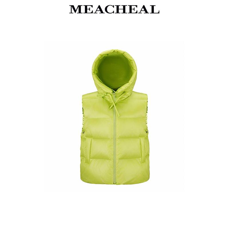 MEACHEAL米茜尔【星线好物】黄绿色羽绒马甲824411021020