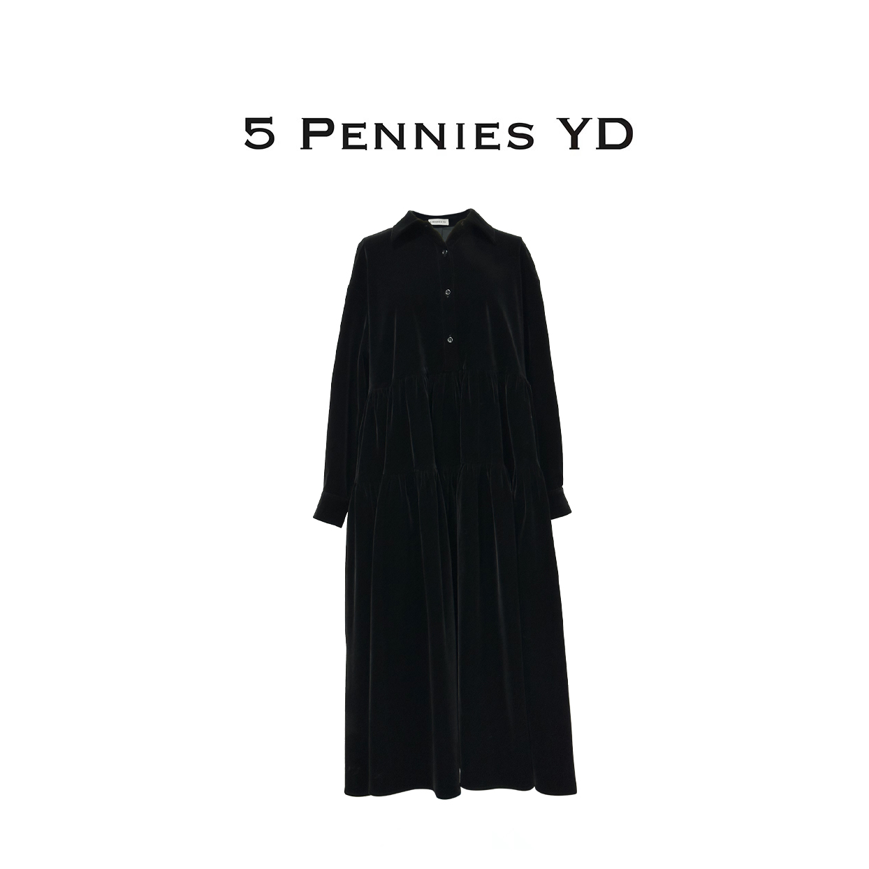 5 PENNIES YD设计师款秋季百搭休闲减龄大摆丝绒连衣裙4W1012703L