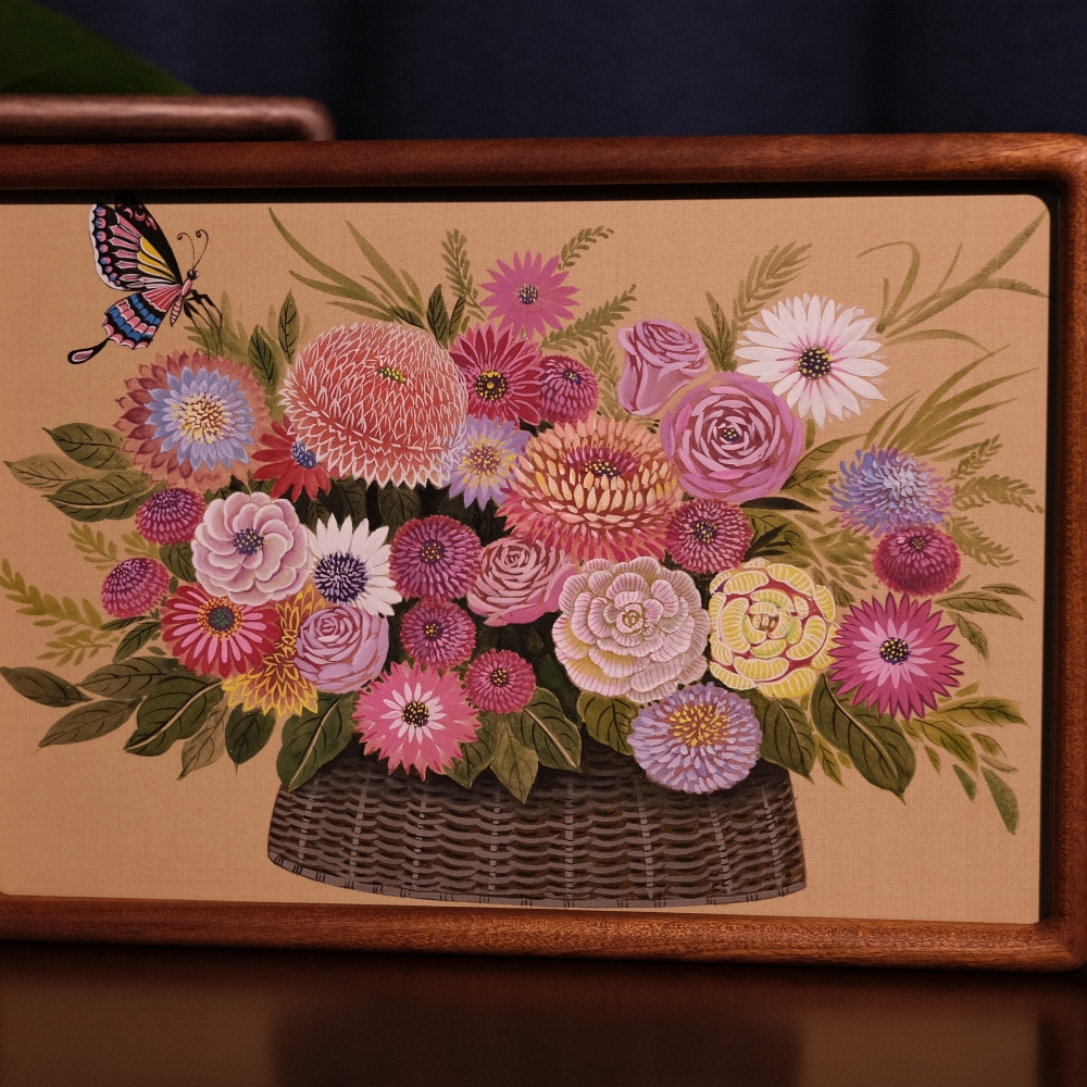 【22×31】繁花似锦家居装饰画原创书桌办公桌摆台