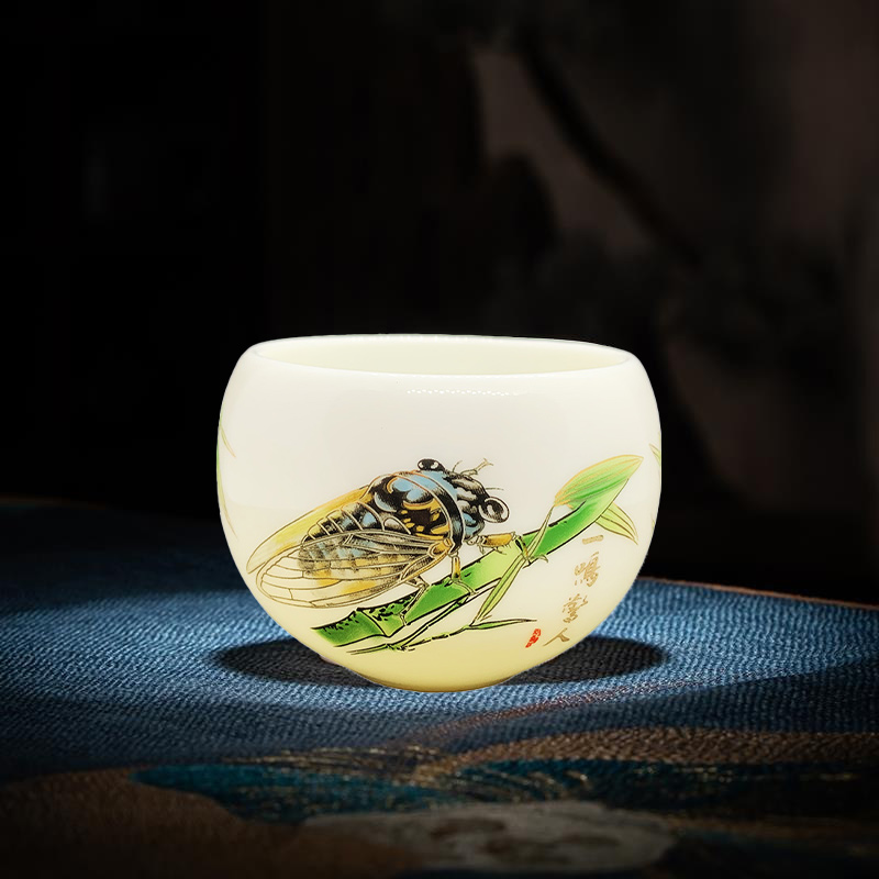 【一鸣惊人】茶杯羊脂玉杯子水杯主人杯陶瓷瓷器品茗杯茶器男士喝水