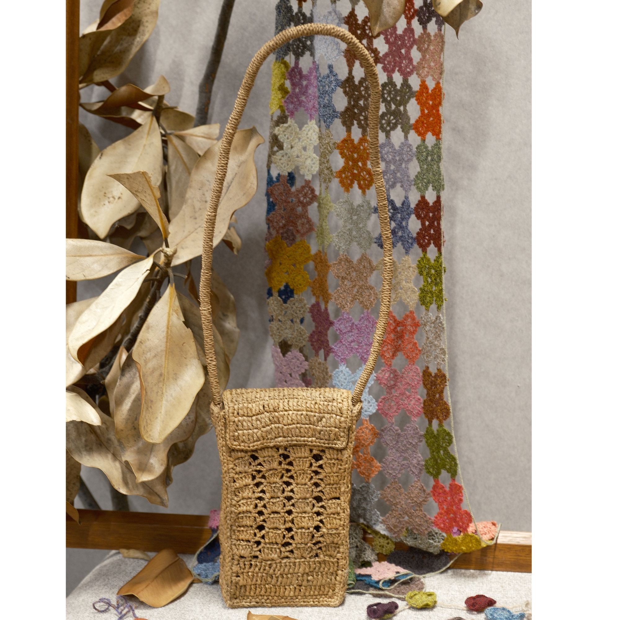 马达加斯加手工编织拉菲草小手机包收纳包复古ins百搭