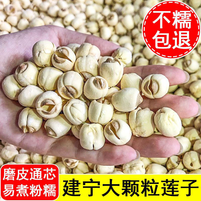正宗建宁莲子大颗粒新货手工无硫特级通心白莲子去皮通芯白莲子