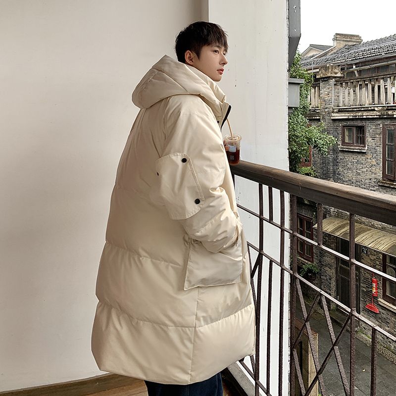 波司澄羽绒服连帽国潮中长款羽绒服男冬季加厚宽松过膝外套青年御