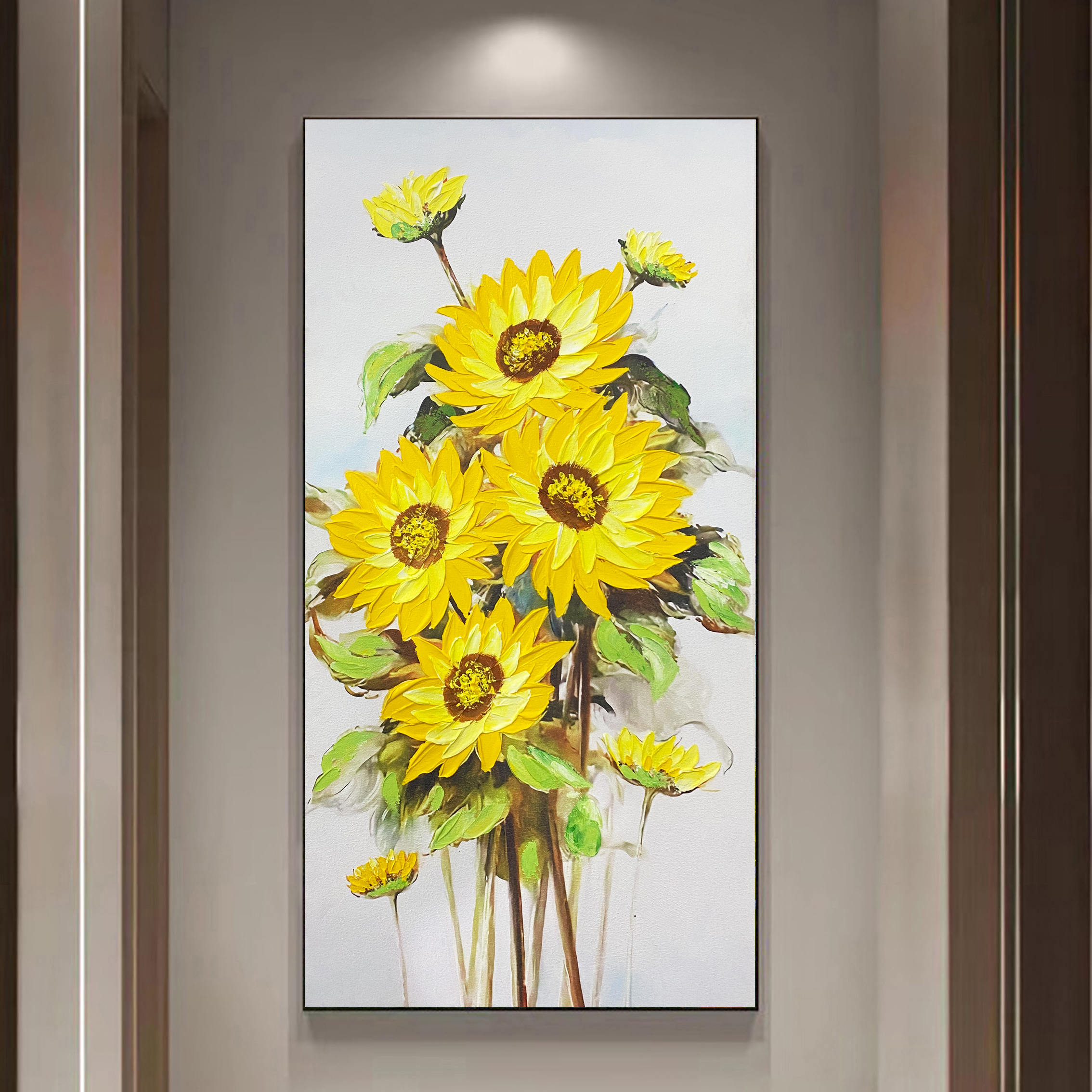  XG 706 向日葵过道玄关装饰画手工油画玄关画轻奢背景简约