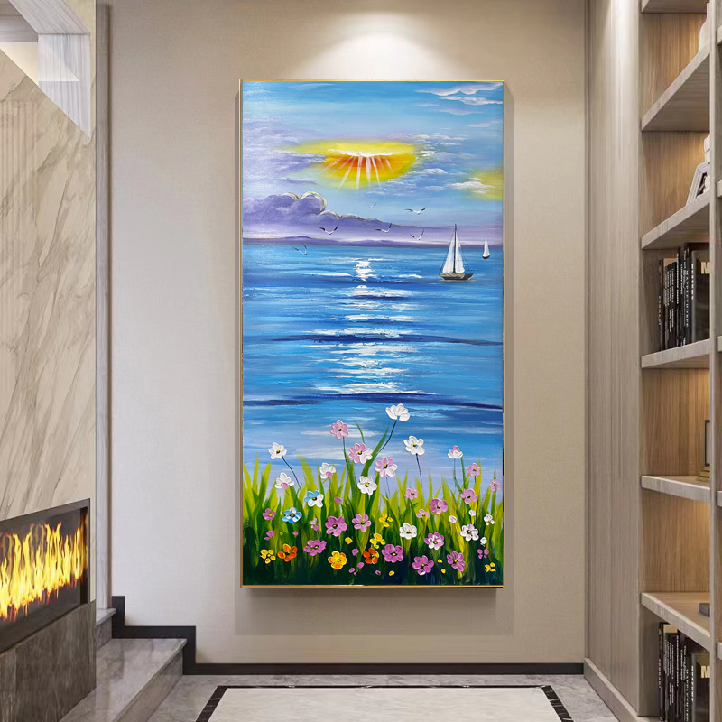 XG  225  春暖花开   手绘油画装饰画玄关落地画80*160