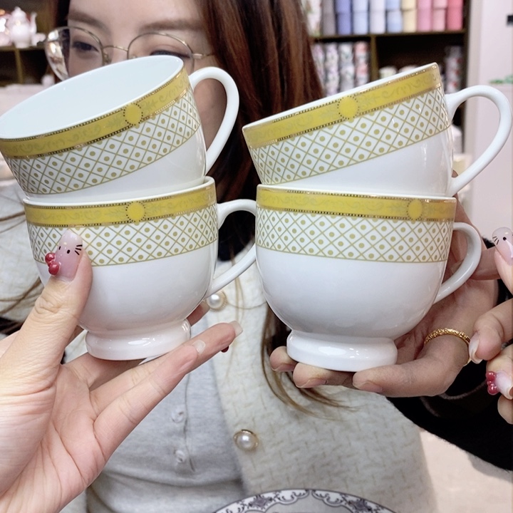 瓷片咖啡杯220ml6个外贸尾单微瑕