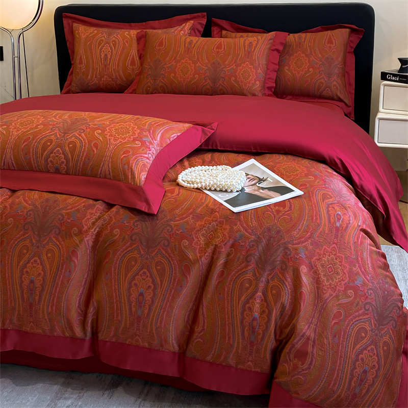 轻奢风100支长绒棉纯棉四件套全棉床单被套裸睡高级感1.8床上用品