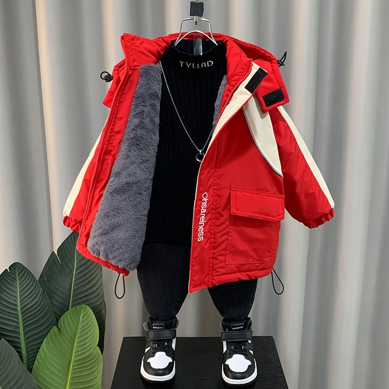 儿童男童棉衣外套冬季2023新款加厚派克服冬装时髦棉服韩版潮