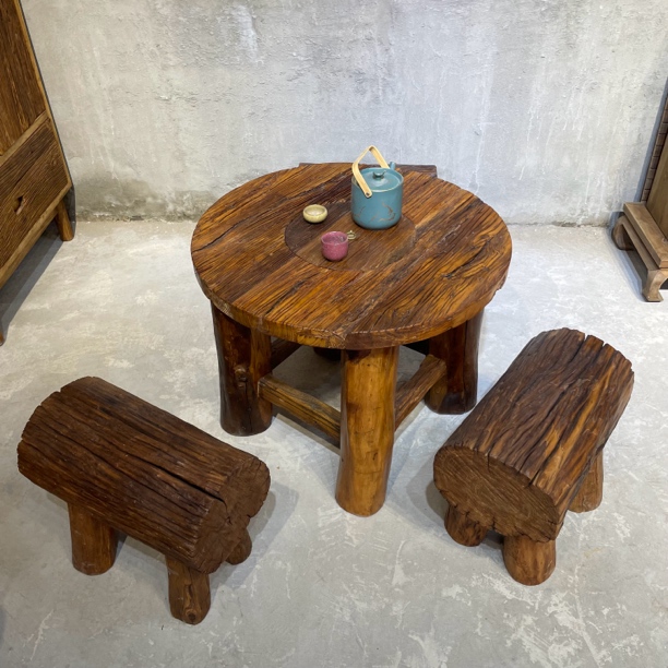 老榆木料多用围炉桌