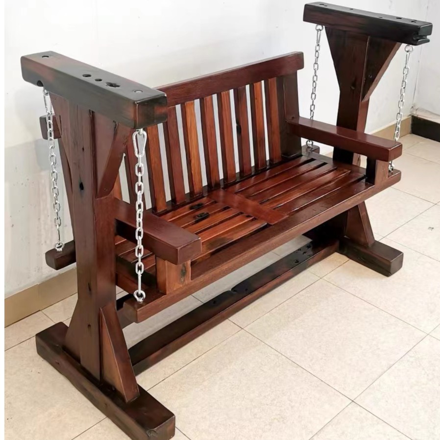 老船木秋千椅户外庭院实木摇椅吊椅家用室内阳台双人休闲坐椅花园