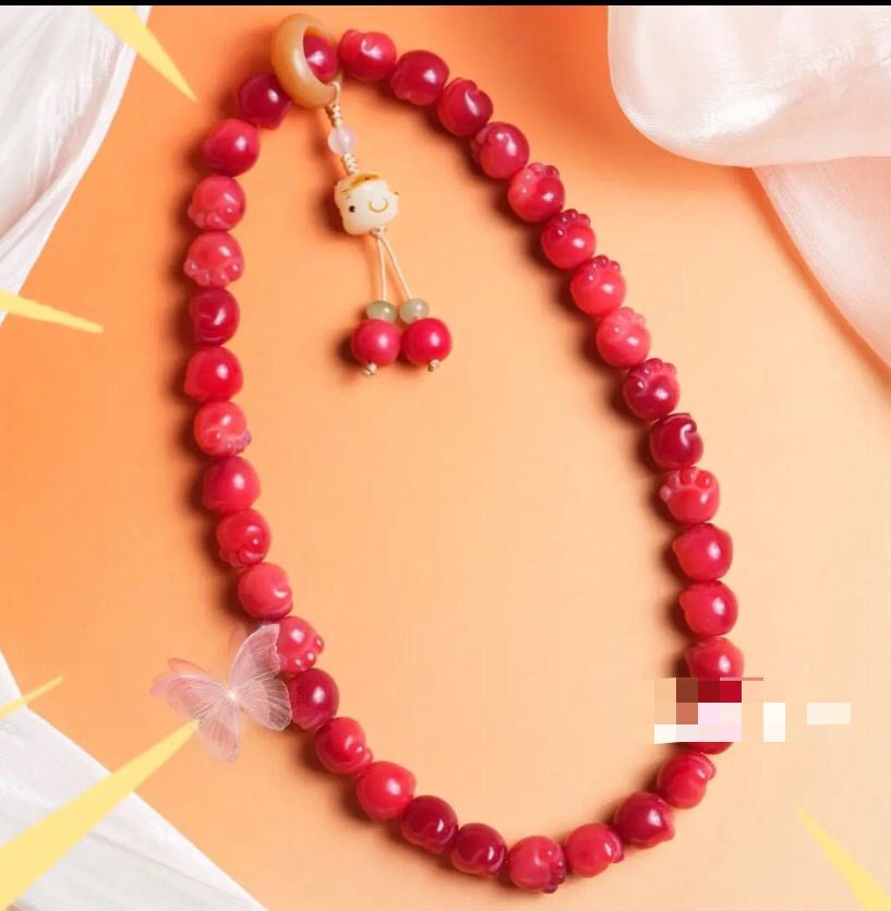 白玉菩提乌梅子酱全猫爪双圈设计款