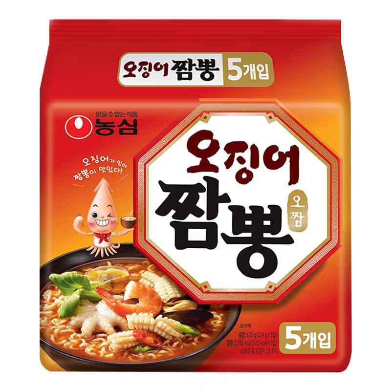 韩国进口食品农心海鲜鱿鱼面袋装拉面泡面方便面辣味