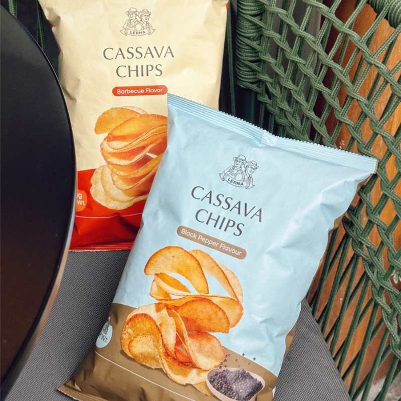 印尼进口零食 莱纳烧烤黑胡椒味膨化影院休闲木薯薯片138G大袋装