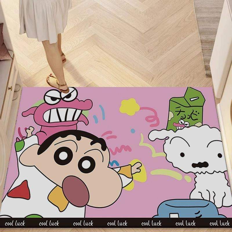 蜡笔小新地毯入户门网红硅藻泥可裁剪卡通可爱门口进门吸水防滑垫