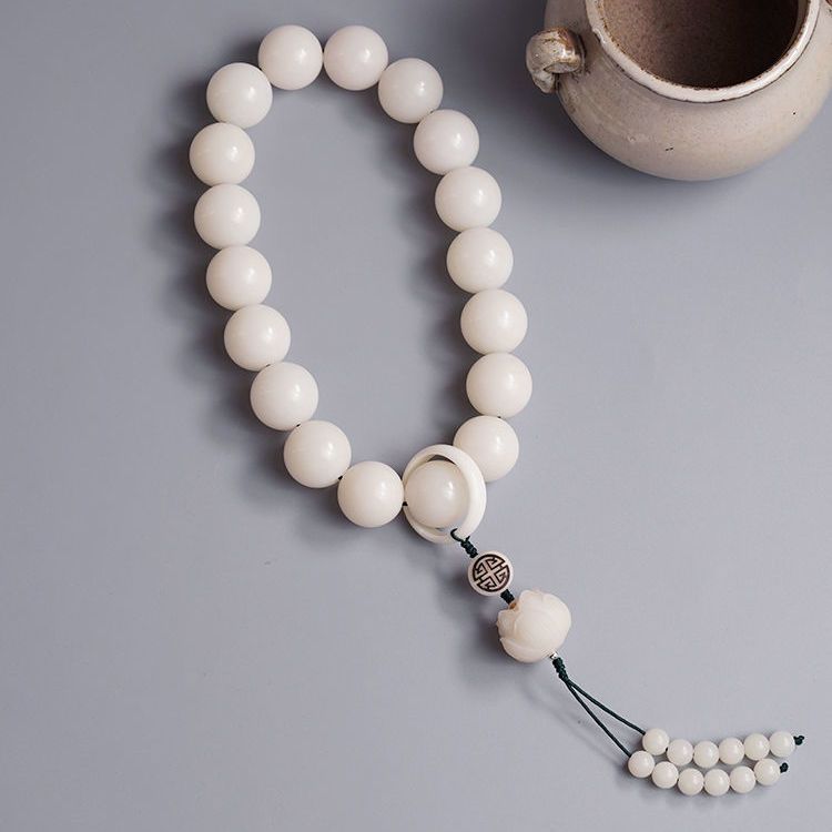 【18子手持】天然正品白玉菩提根18子手持牛骨跑环18子手持佛珠