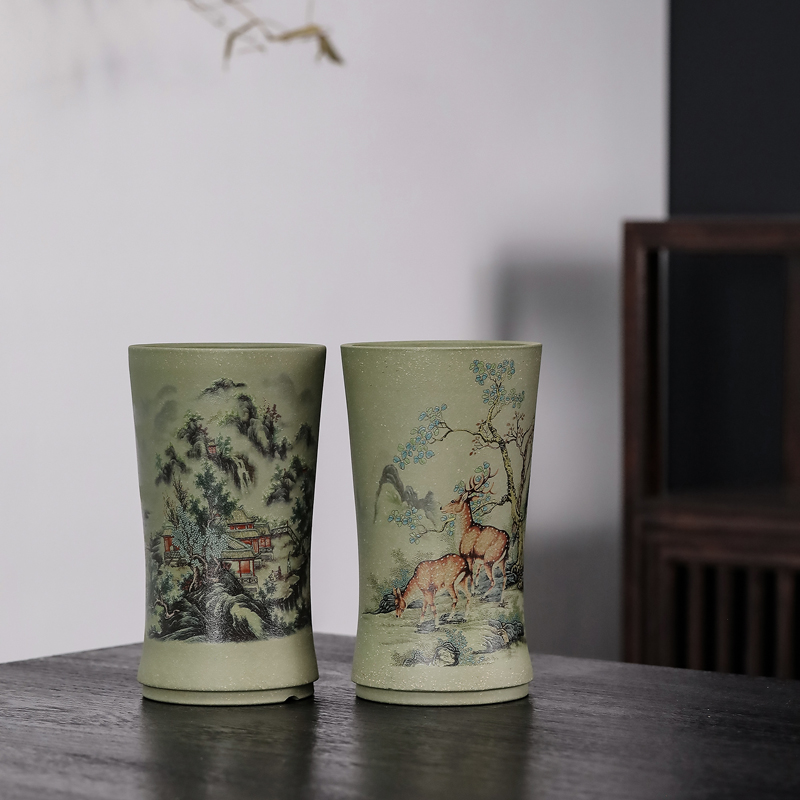 宜兴紫砂兰花多肉老桩绿植盆栽透气简约君子兰刻彩绘桌面竹子花盆