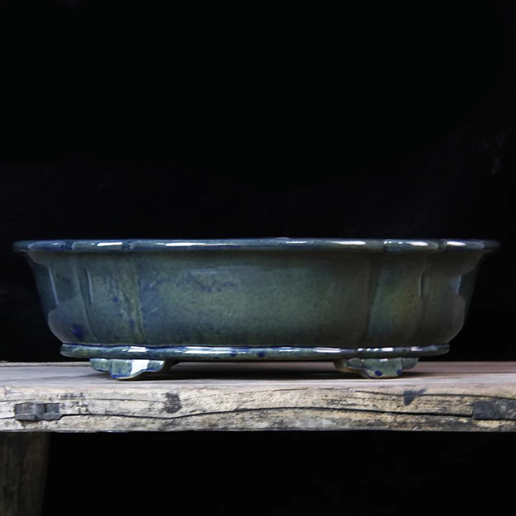 宜兴紫砂大号海棠釉盆长方形绿植盆景陶瓷松柏金弹子多肉花盆花卉