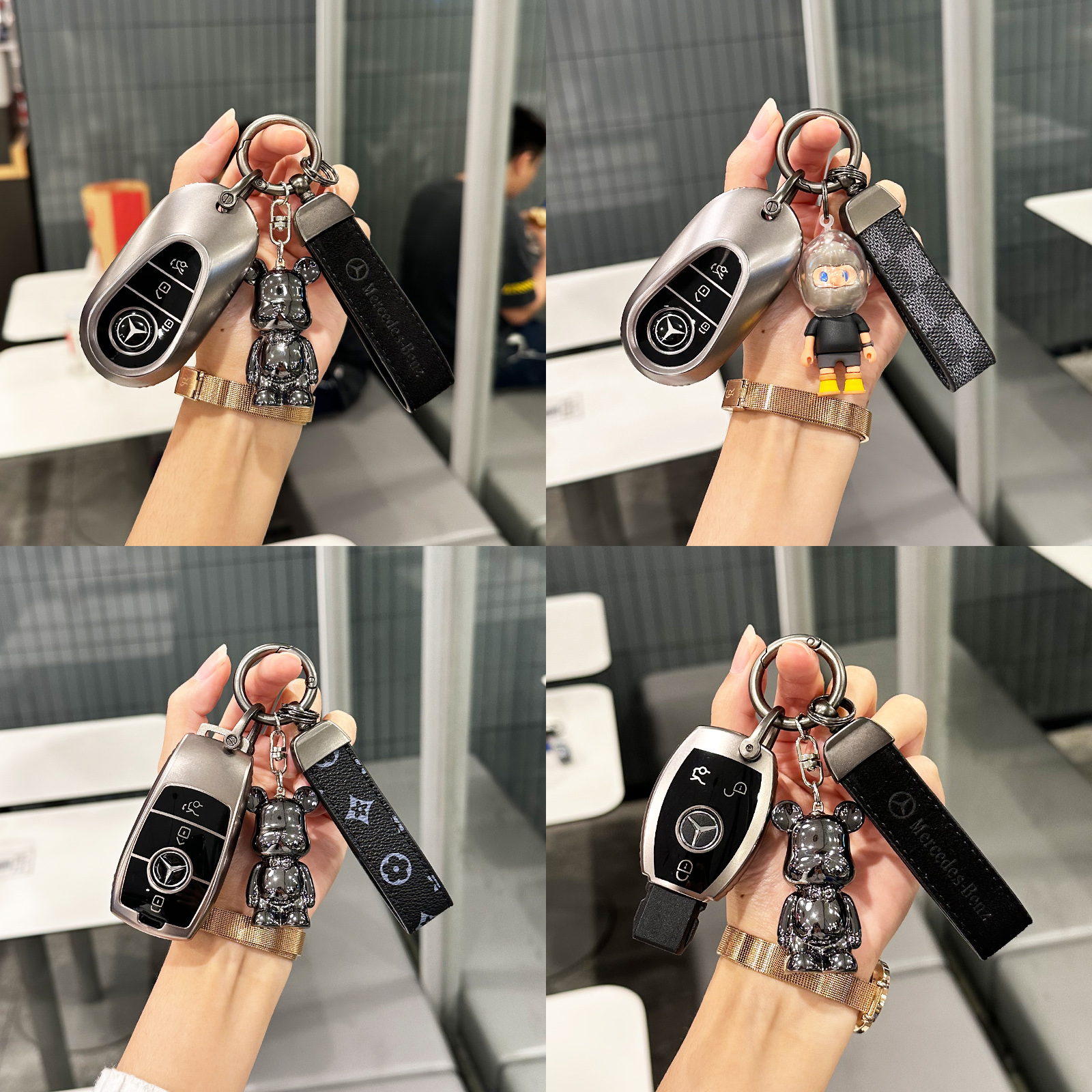 奔驰e300l钥匙套E级C级c260l/c200l/a200l/glc300lgla200壳扣男包