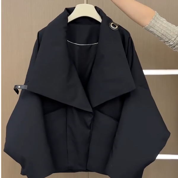 【当日发货】超好看黑色气质棉服女冬新款欧货高端洋气立领厚外套潮