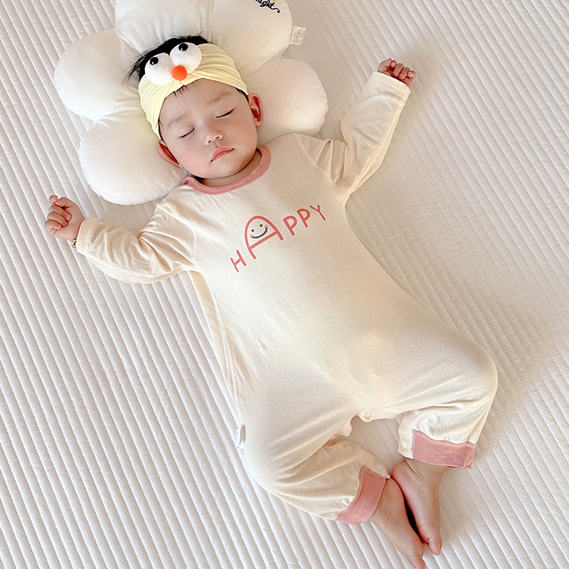 【唐唐家】婴儿莫代尔春秋冬款连体衣服男童秋季女宝宝秋衣打底睡