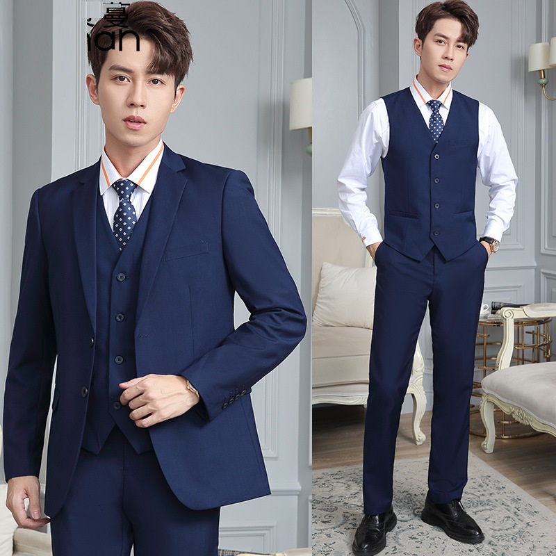 中国联通制服男士西服套装策蔓2022夏季联通营业厅宝蓝色西服工装