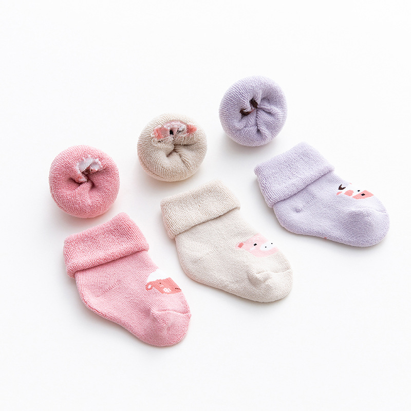 D55宝宝袜新生儿加绒冬天儿童袜子加厚保暖冬天婴儿袜秋冬季