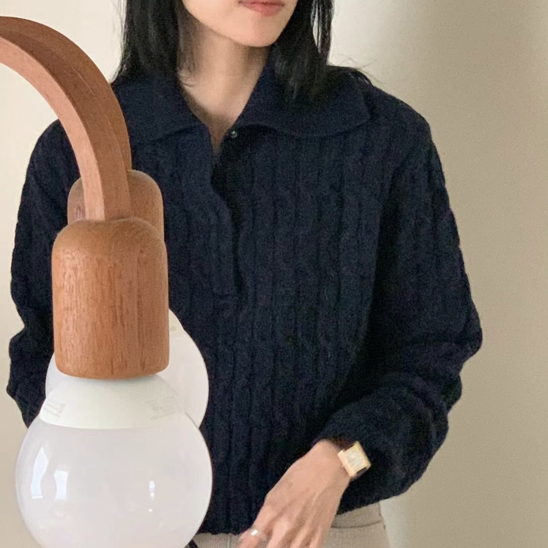 东大门藏青色polo领毛衣（No退换）