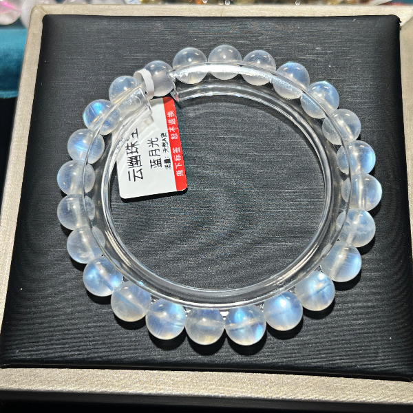 斯里兰卡蓝月光手串闺蜜冰透轻奢女款手串珠单圈百搭素圈女士时尚