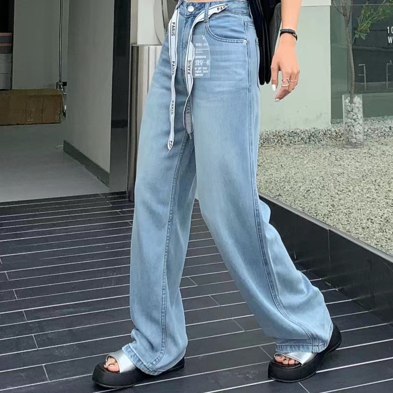 特价莱赛尔时尚百搭女士透气牛仔阔腿裤51519