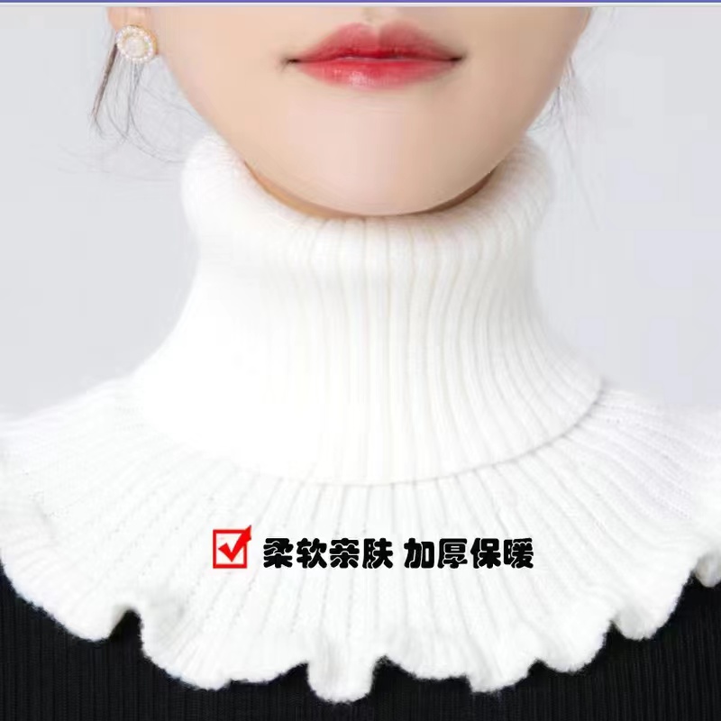 新款加厚仿貂绒毛衣百搭护颈保暖男女通用护颈脖套假领围脖时尚