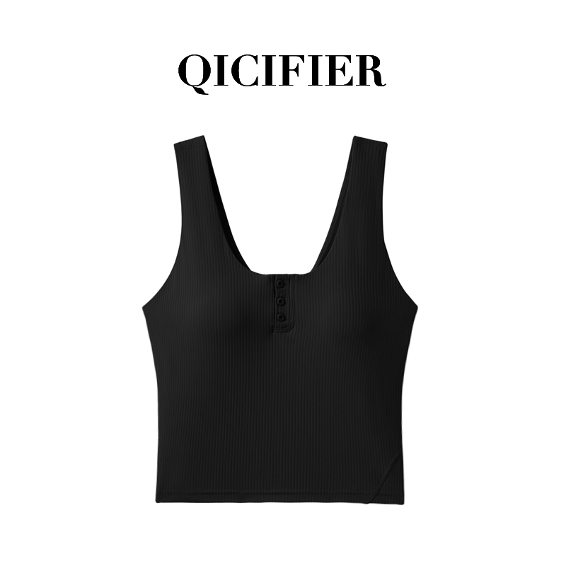 【QICIFIER】亨利美背 科技黑 显瘦修身亨利领背心 3023