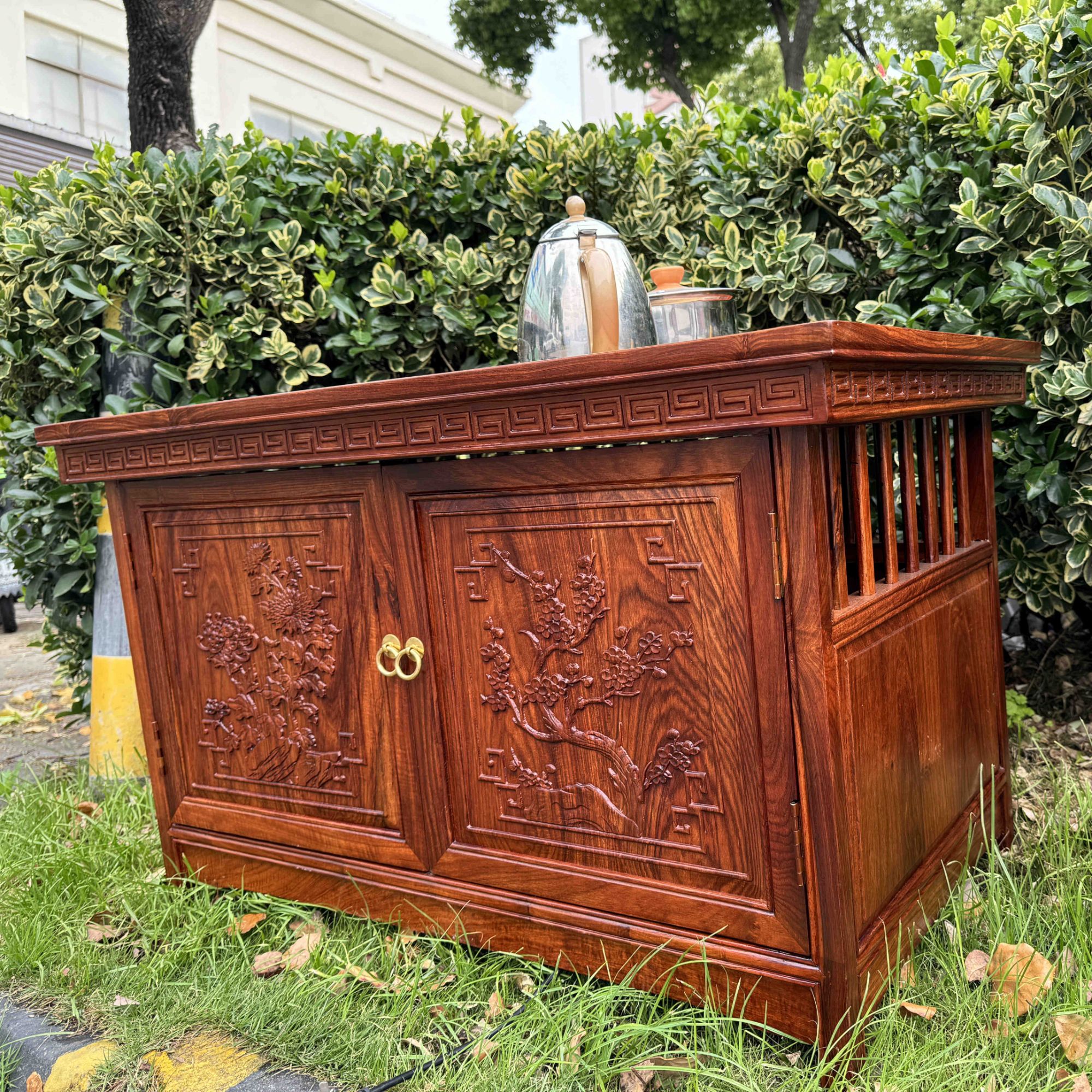 红木茶桌刺猬紫檀功夫茶台玲珑实木茶水桌办公室家用阳台泡茶桌