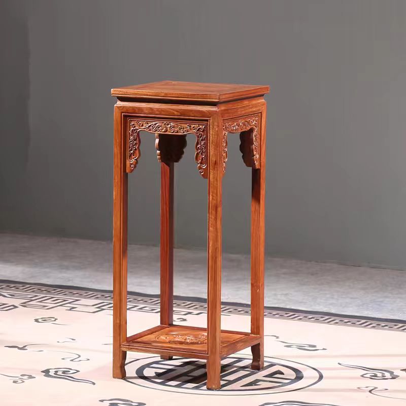 花架红木客厅双层室内落地正方形花梨木实木中式仿古花几