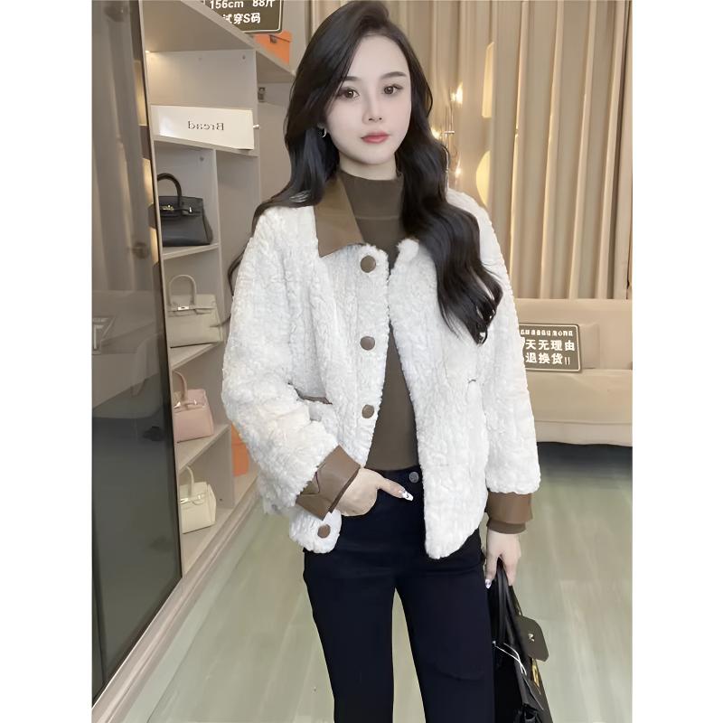 皮毛一体外套女冬季新款设计感宽松百搭加厚夹克上衣显瘦气质时尚