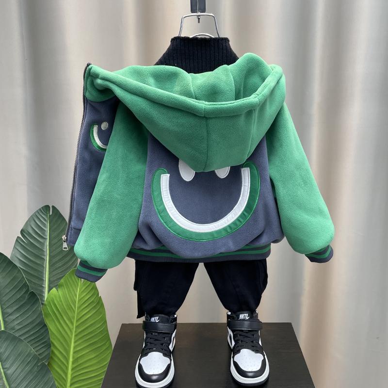 秋冬上新男童外套秋冬季儿童衣服2023新款冬款加绒加厚摇粒绒毛毛