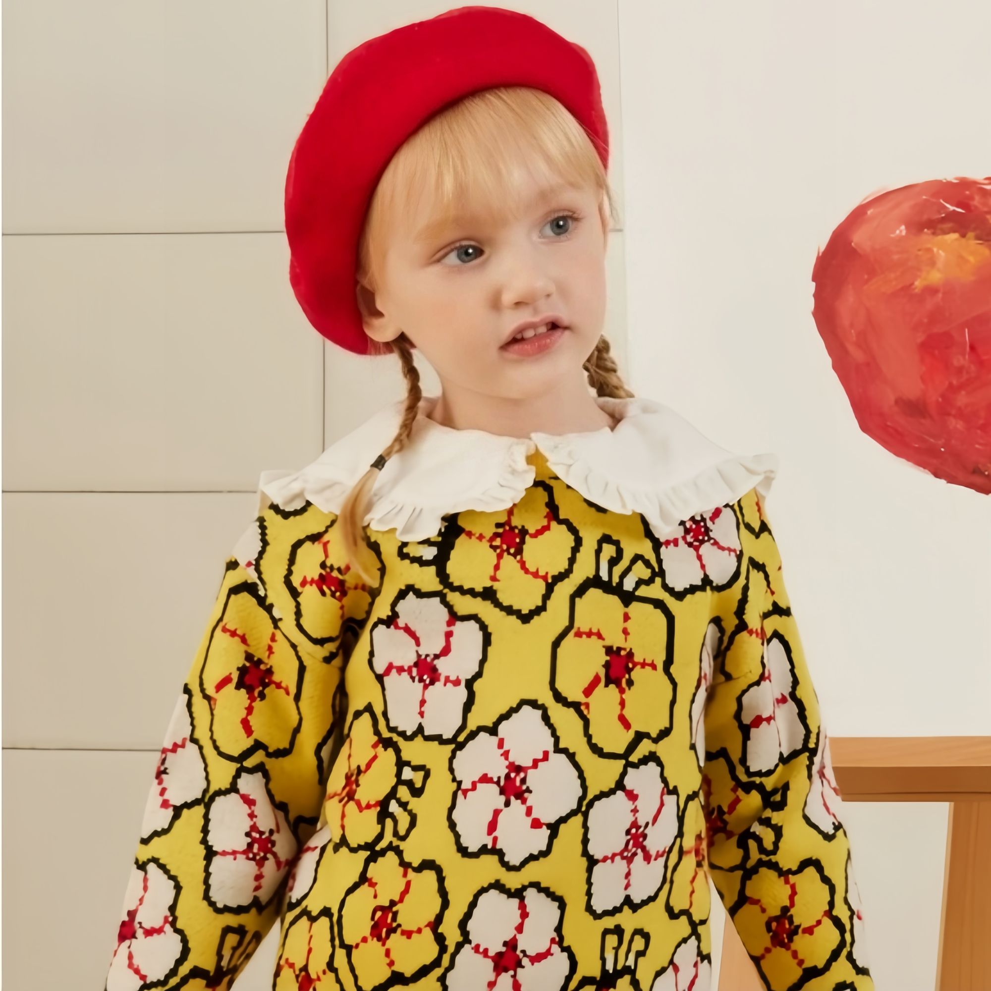 【断码清仓】90-100码迷巴儿童春秋冬季女宝宝趣味艺术文艺风毛衣