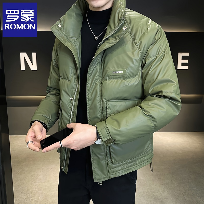 罗蒙爆款轻薄羽绒服男冬季新款短款潮牌立领加厚防寒高端羽绒外套